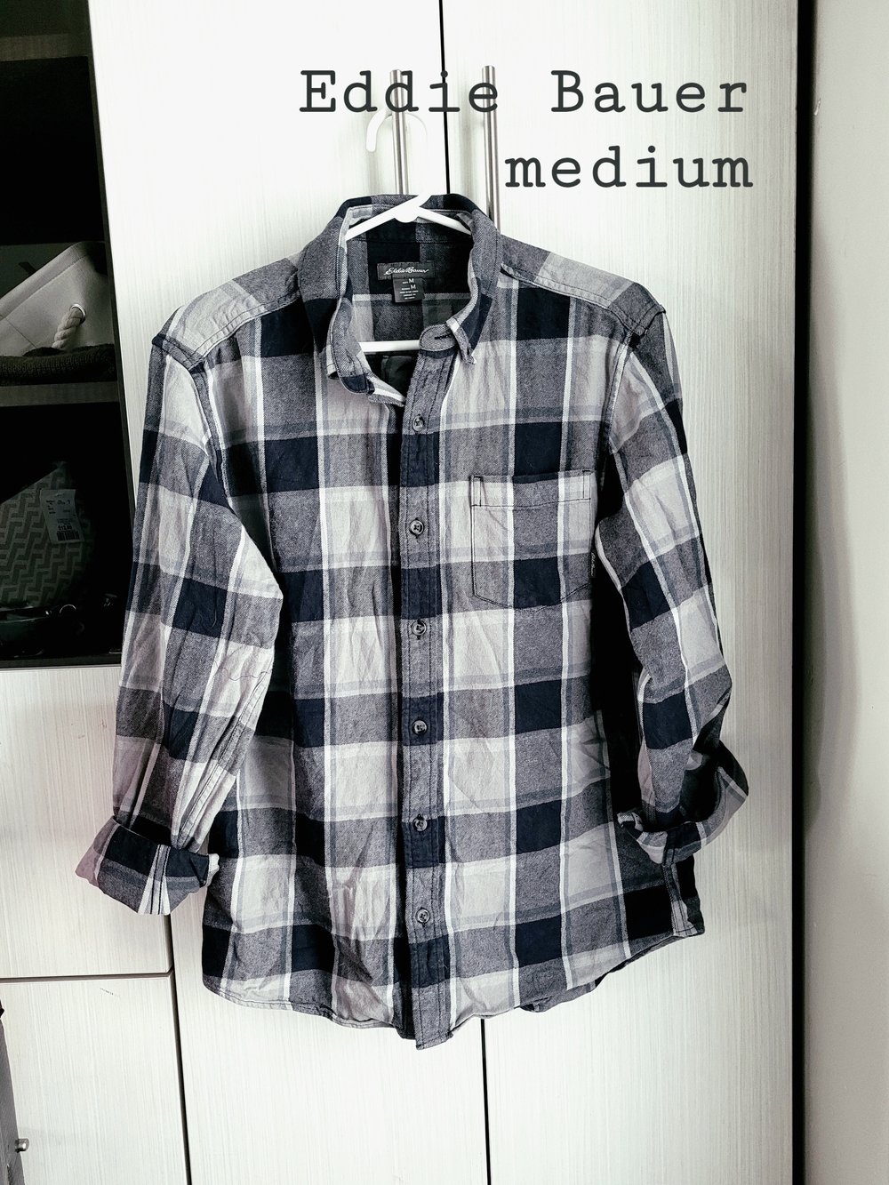 Eddie Bauer Black & Grey Plaid Button-Down Shirt